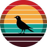 sland with Bird Art Illustration for Print and Design vector