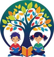 An open book with a tree vector