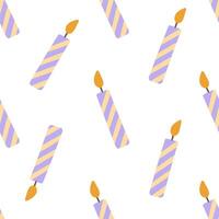 Candles for the cake on white background. Seamless pattern. vector