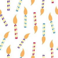 Candles for the cake on white background. Seamless pattern. vector