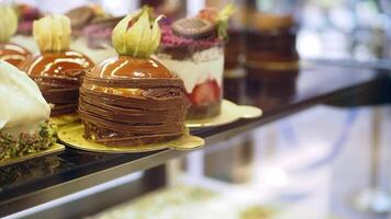 An array of baked goods, including pastries, is showcased in the bakery video