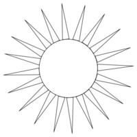 A fun coloring page with a sunburst design featuring elongated pointed triangle rays. Perfect for kids and adults to color and enjoy. vector
