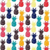 A seamless pattern with colorful pineapples on white background vector