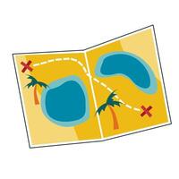 Clipart treasure maps for sea adventures in a simple flat style on a white background. vector