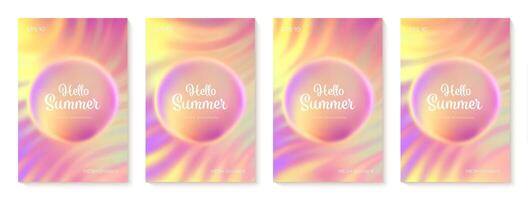 Summer gradient backgrounds set. Bright colorful warm summer colors. Gradient background in pink and yellow colors with soft transitions. Great for covers, poster, banner. illustration. vector