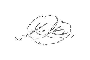 Leaves concept. Single line draw design graphic illustration. vector