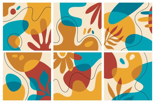Abstract art nature background . Modern shape line art wallpaper. Boho foliage botanical tropical leaves and floral pattern design for home deco, wall art, social media post and story background