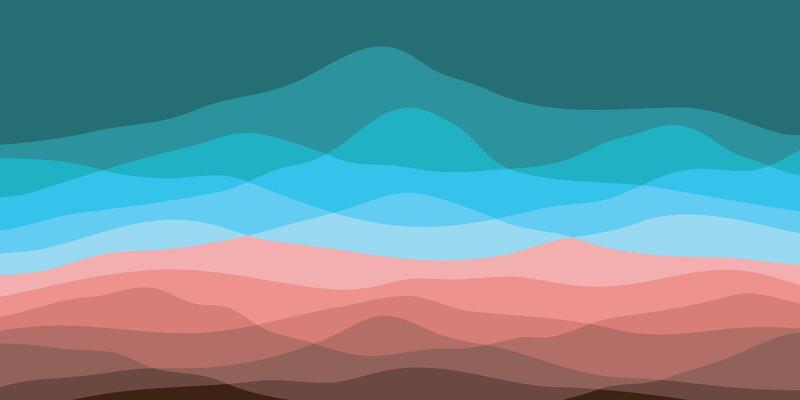 Mountain colors, translucent waves, sunset, abstract glass shapes, modern background.
