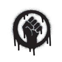 Spray Painted Graffiti fist hand icon Sprayed isolated with a white background. graffiti fist power symbol with over spray in black over white. vector
