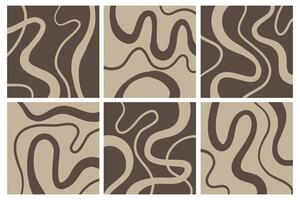 Set of stylish templates with organic abstract shapes and lines in nude colors. Pastel background in minimalist style. vector
