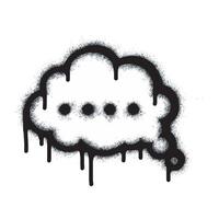 Spray cloud graffiti Speech bubble in black on white. cloud bubble symbol. isolated on white background. vector