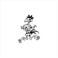 a cartoon skeleton with a chicken head and legs vector