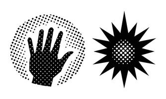 Retro halftone collage elements isolated on white background flat illustration. vector