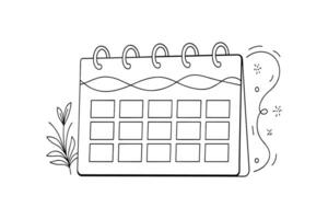 Loose leaf calendar one line continuous line art drawing illustration on white background. vector