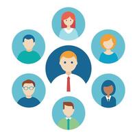 Business characters business work job positions. Set of simple circle shaped flat style business illustrations. on white background vector