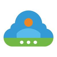 Massage with cloud computing icon flat illustration on white background. vector