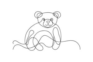 Teddy bear one line continuous line art drawing illustration on white background vector