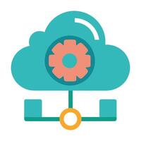 Cloud setting icon flat illustration on white background vector