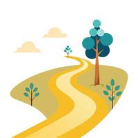 Path road minimal flat illustration on white background vector