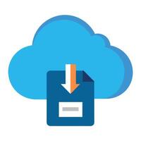Save file cloud computing icon flat illustration on white background. vector