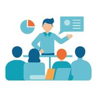 Presentation vision strategy. Discussing business plan. icon shapes illustration illustration. on white background. vector