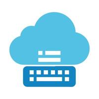 Keyboard with cloud computing icon flat illustration on white backgroun vector