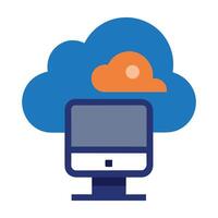 Cloud computer icon flat illustration on white background vector