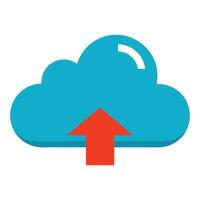 Upload cloud computing icon flat illustration on white background vector