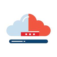 Cloud loading cloud computing icon flat illustration on white background. vector