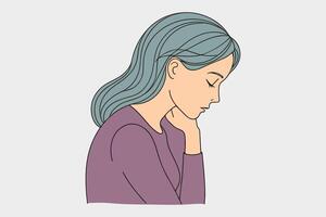 Woman depression deadline concept line with illustration on white background vector