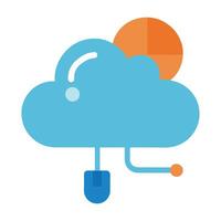 Mouse with cloud computing icon flat illustration on white background. vector