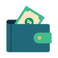 Wallet to open dollar flat illustration on white background. vector