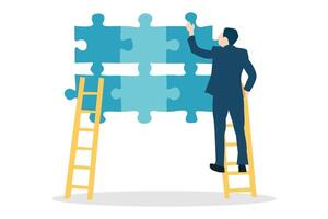 Build your way to success. Putting puzzle of a successful career. Business illustration. vector