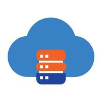 Cloud storage with cloud computing icon flat illustration on white background. vector
