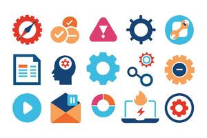 DevOps methodology and software development concept icon set illustration on white background.. vector