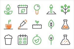 Soil analysis concept editable stroke outline icon set illustration on white background vector