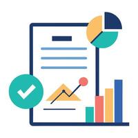Contract with business graph flat illustration on white background. vector