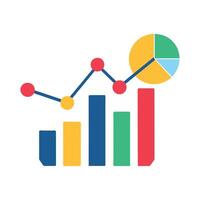 analytics with graph flat illustration on white background vector