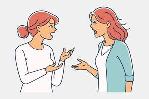 women having argument line with flat illustration vector
