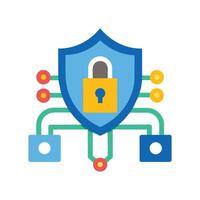 Data security flat illustration on white background. vector