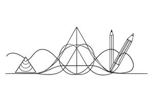 mathematics concept Continuous line art illustration on white background. vector