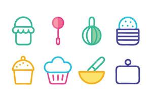 Baking related icon set isolated flat illustration on white background vector