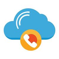 Call with cloud computing icon flat illustration on white background vector
