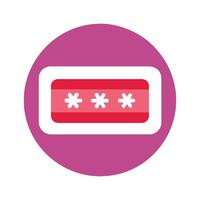 Password in circle icon flat illustration on white background. vector
