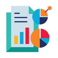 Paper in analytics flat illustration on white background. vector