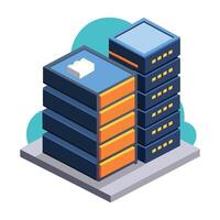 Data center object storage flat illustration on white background vector