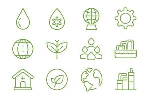 ESG related editable stroke outline icon set illustration on white background.. vector