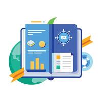 Data exploration codebook flat illustration on white background vector