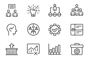 SWOT analysis related , editable stroke outline icons set illustration on white background. vector