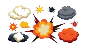 Comic energy explosion. Explosive speed smoke cartoon cloudy explose effect exploding outbreak fire fume energy cloud dynamite burst. illustration. vector
